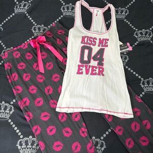 Women's Pink and White Sleepwear Set
